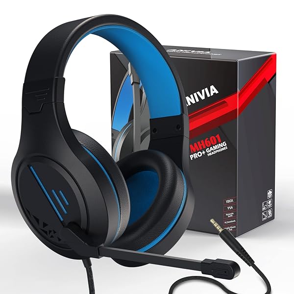 ANIVIA Anivia MH601 Blue Headphones: Wired Gaming Headset with Active Noise Canceling Microphone & 3.5mm Audio Jack for Work & School - View 9 of 9