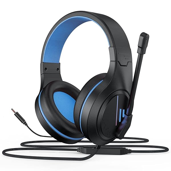ANIVIA Anivia MH601 Blue Headphones: Wired Gaming Headset with Active Noise Canceling Microphone & 3.5mm Audio Jack for Work & School - View 2 of 9