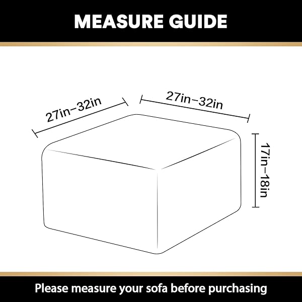 PrinceDeco Stretch Ottoman Cover Square Slipcovers for Living Room Foot Stool Thick Checked Jacquard Fabric Elastic Bottom Medium Size Grey - View 8 of 8