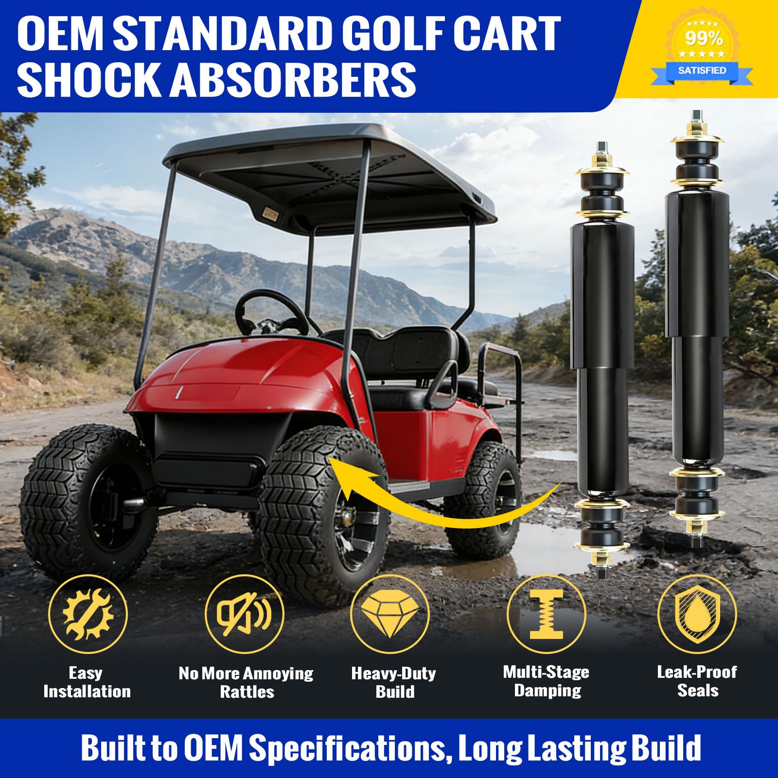 Roykaw Roykaw Golf Cart Shock Absorbers for EZGO TXT 1994 and Up Gas or Electric Models OEM Replacement Parts - View 2 of 7