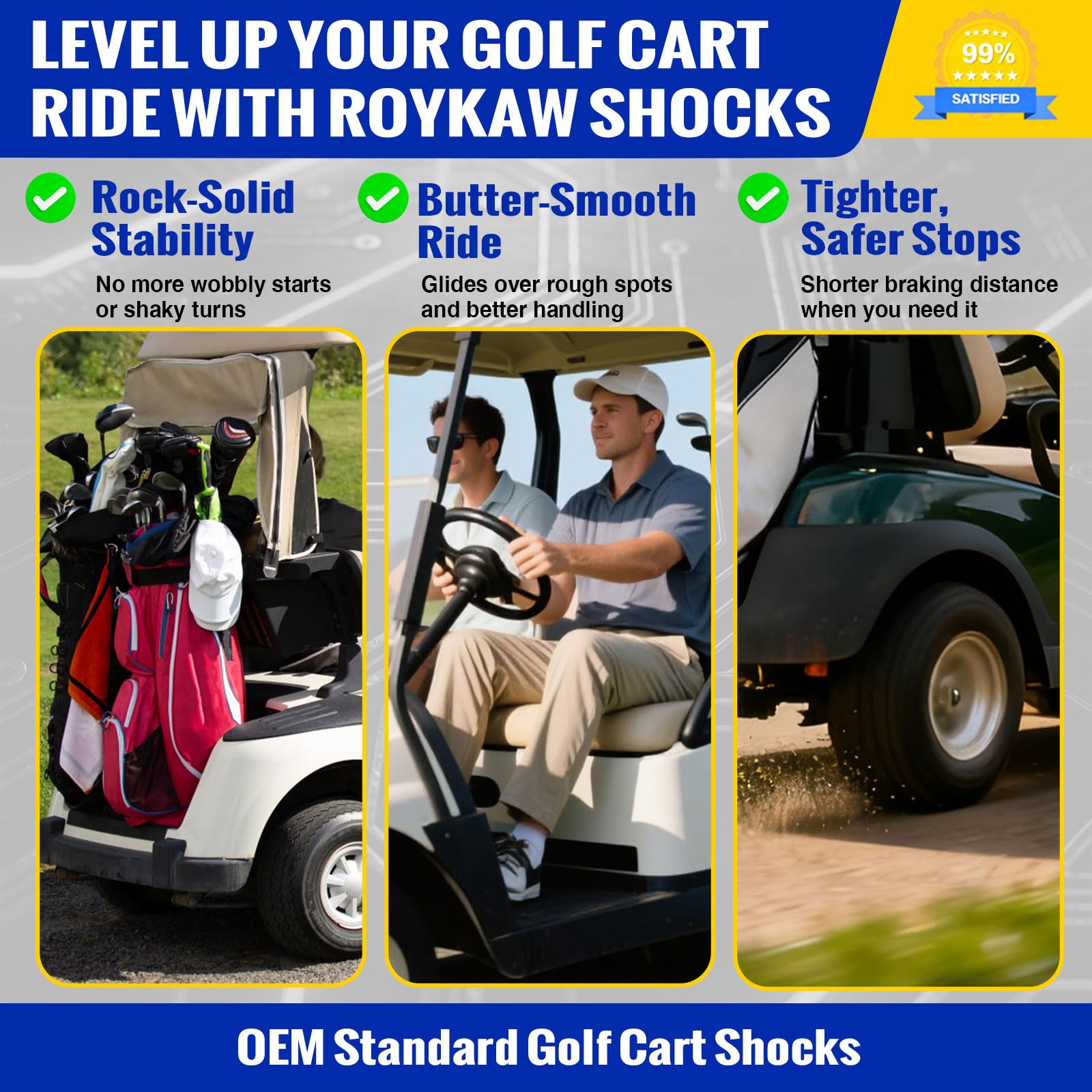 Roykaw Roykaw Golf Cart Shock Absorbers for EZGO TXT 1994 and Up Gas or Electric Models OEM Replacement Parts - View 4 of 7