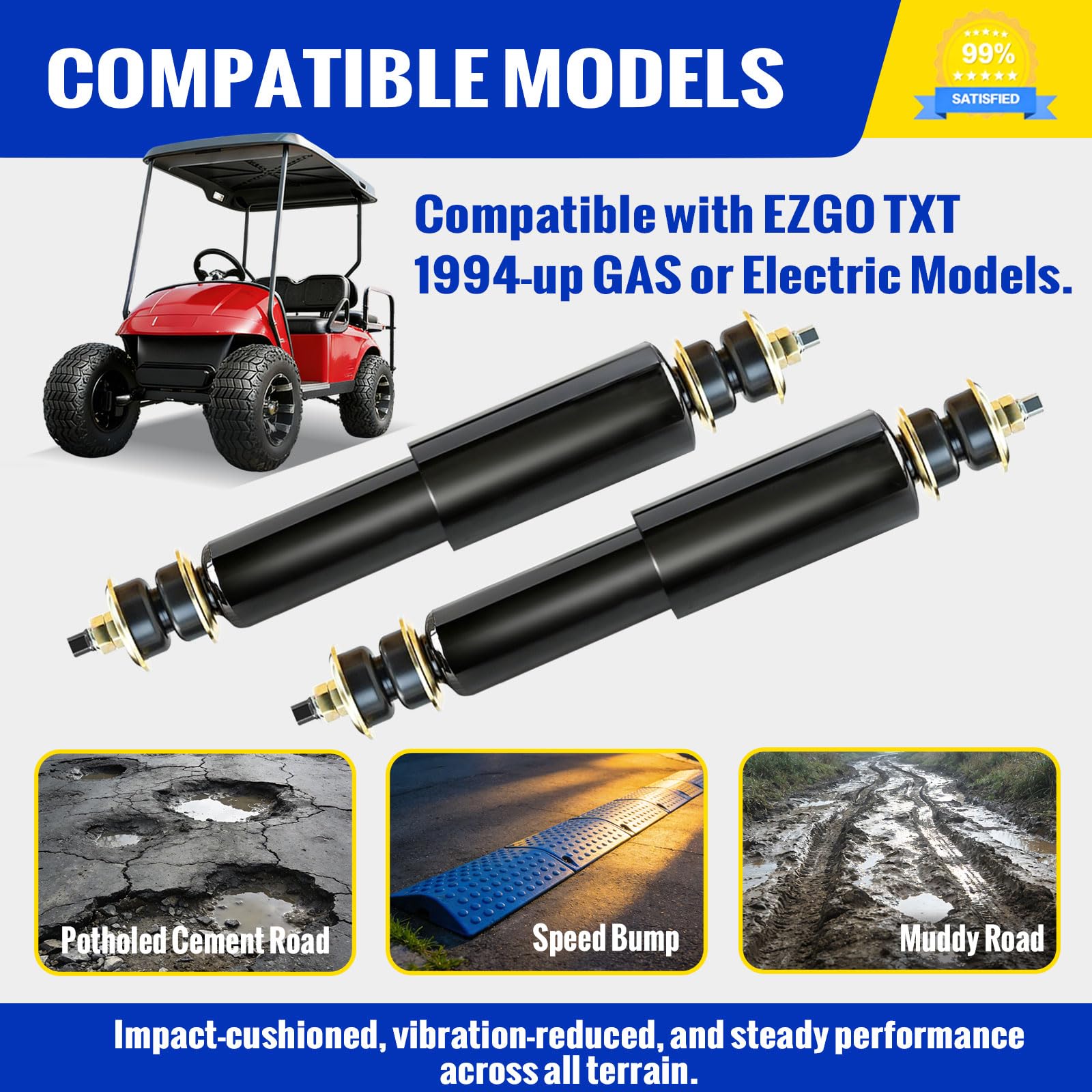 Roykaw Roykaw Golf Cart Shock Absorbers for EZGO TXT 1994 and Up Gas or Electric Models OEM Replacement Parts - View 5 of 7