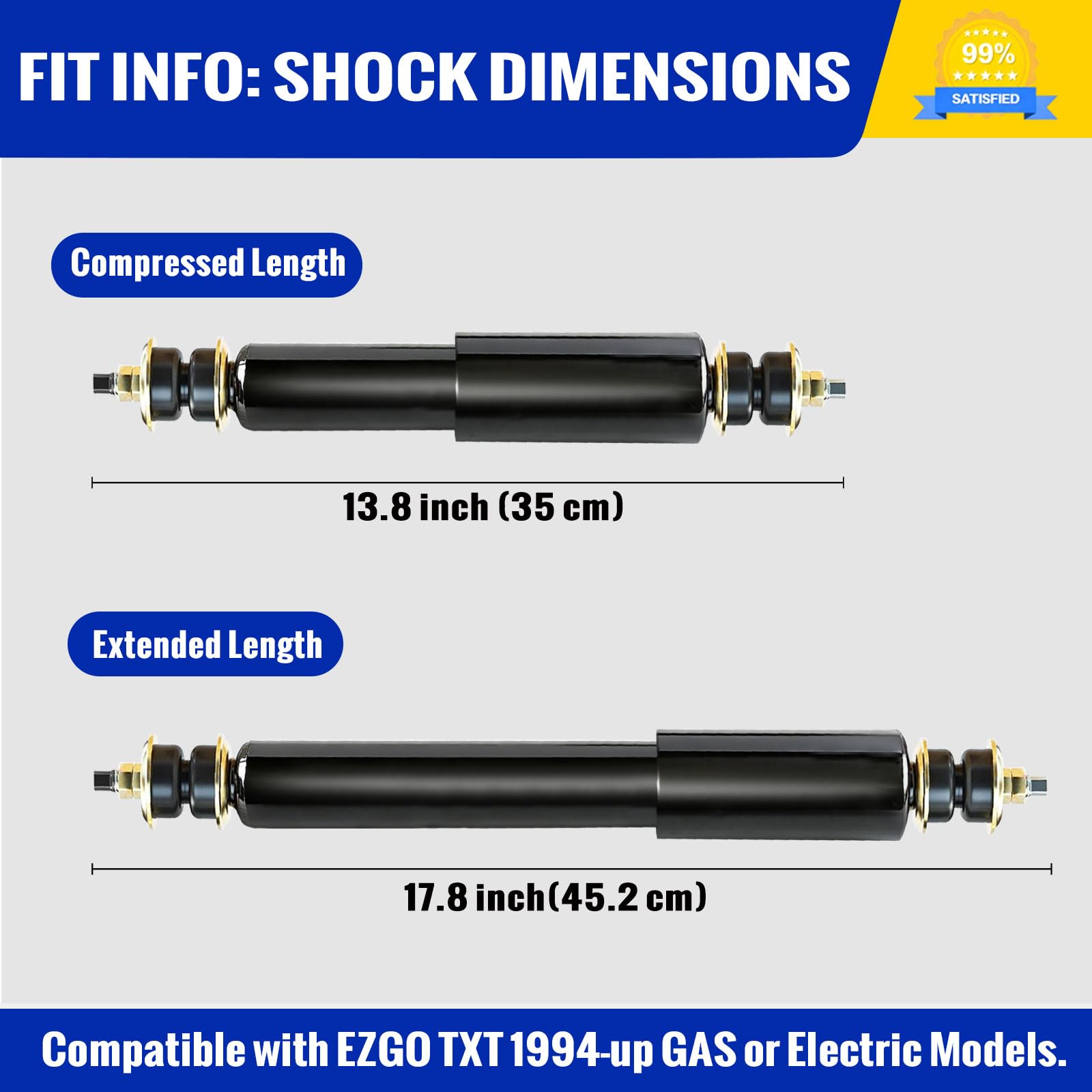 Roykaw Roykaw Golf Cart Shock Absorbers for EZGO TXT 1994 and Up Gas or Electric Models OEM Replacement Parts - View 6 of 7