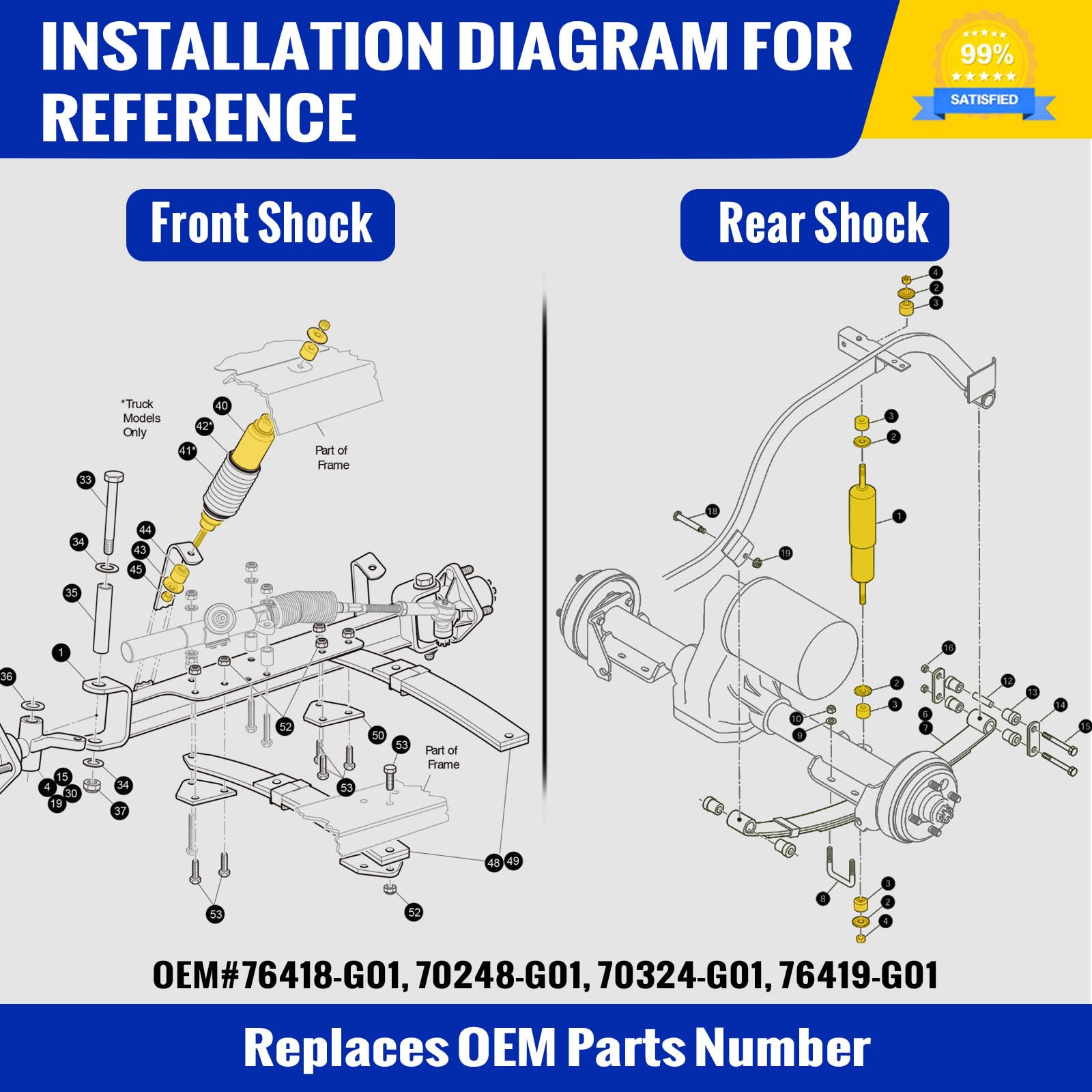 Roykaw Roykaw Golf Cart Shock Absorbers for EZGO TXT 1994 and Up Gas or Electric Models OEM Replacement Parts - View 7 of 7