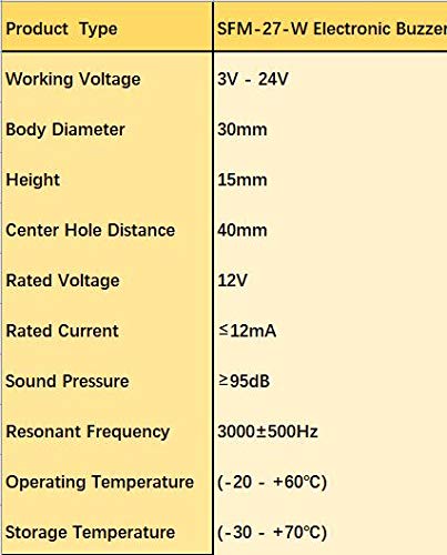 Futheda Futheda 6PCS SFM-27 DC 3-24V Industrial Electronic Buzzer Alarm Sounder Continuous Beep Black - View 7 of 7
