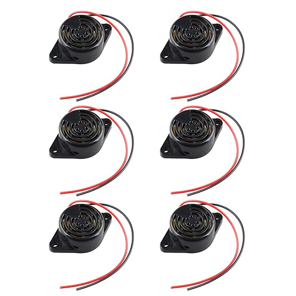 Futheda Futheda 6PCS SFM-27 DC 3-24V Industrial Electronic Buzzer Alarm Sounder Continuous Beep Black