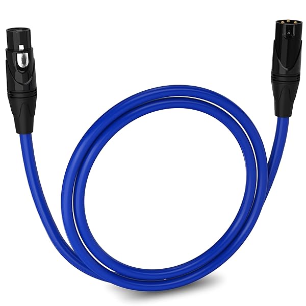 LyxPro 3 Feet XLR Microphone Cable Balanced Male to Female 3 Pin Mic Cord for Professional Audio Performance and Recording Devices Blue