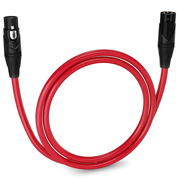 LyxPro 3 Feet XLR Microphone Cable Balanced Male to Female 3 Pin Mic Cord for Professional Audio Performance and Recording Devices Red