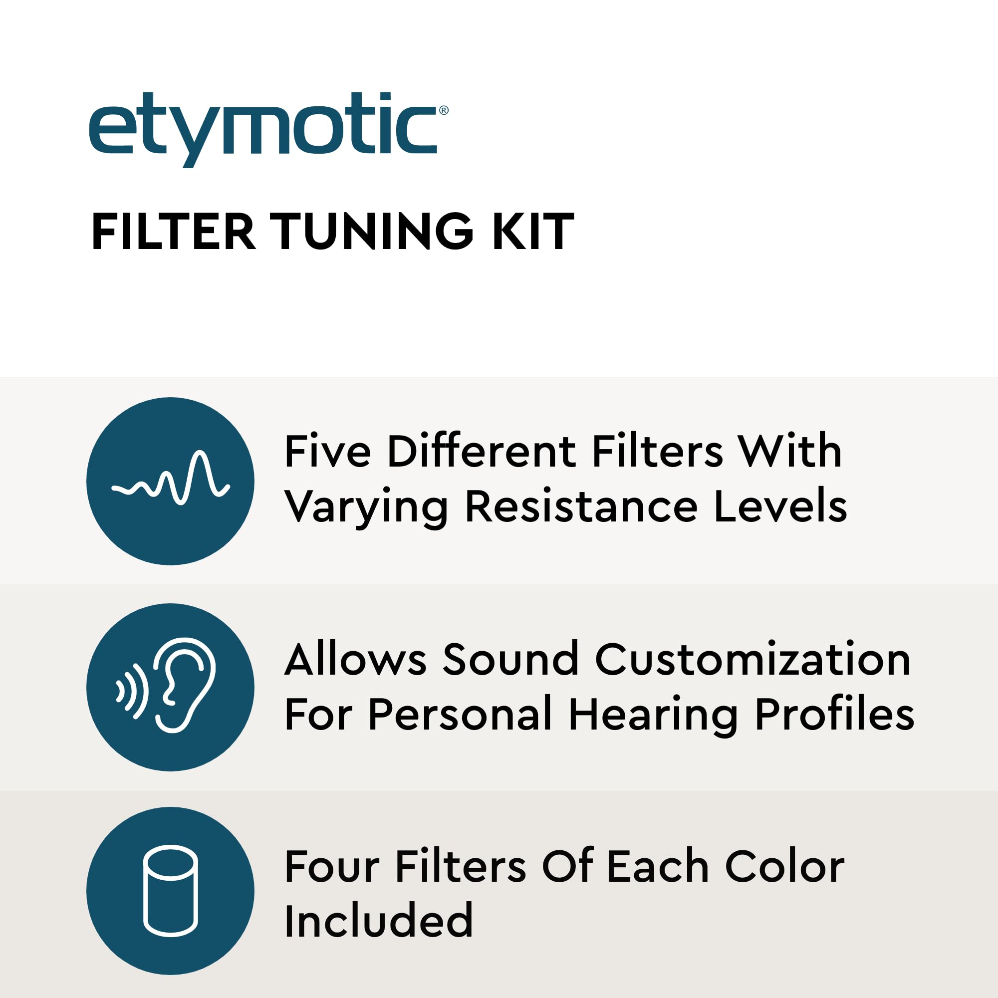 Etymotic Etymotic Filter Tuning Kit for ER Series Earphones with 4 Color Filters White Brown Green Red Orange - View 2 of 5