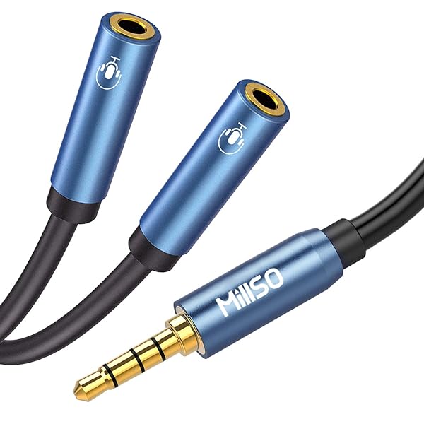 MillSO 3.5mm TRRS Stereo Splitter Male to Dual Female 3ft Jack Adapter for Headsets Microphones Laptop Smartphone Xbox