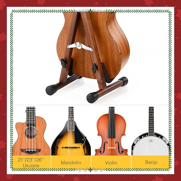 Donner Donner Wood Ukulele Stand: Mini A-Frame Holder for Ukuleles, Violins, Mandolins & Banjos - Portable Folding Floor Stand - View 7 of 11