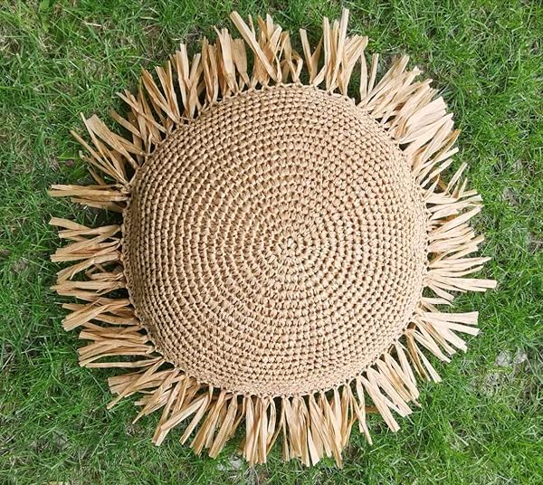 Homesunshine Homesunshine Boho Crochet Pillow Cover 18x18 Inch Fringe Brown Rustic Throw Cushion for Home Decor - View 5 of 9