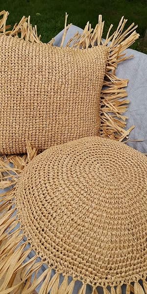 Homesunshine Homesunshine Boho Crochet Pillow Cover 18x18 Inch Fringe Brown Rustic Throw Cushion for Home Decor - View 7 of 9