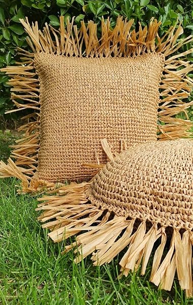 Homesunshine Homesunshine Boho Crochet Pillow Cover 18x18 Inch Fringe Brown Rustic Throw Cushion for Home Decor - View 8 of 9