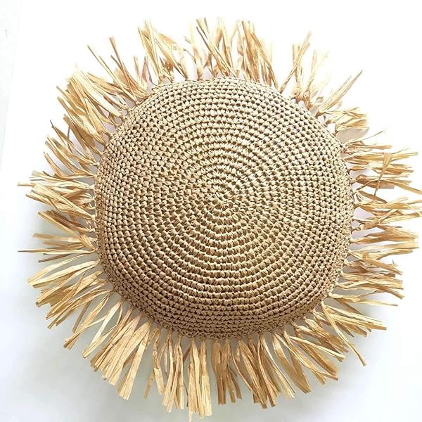 Homesunshine Homesunshine Boho Crochet Pillow Cover 18x18 Inch Fringe Brown Rustic Throw Cushion for Home Decor