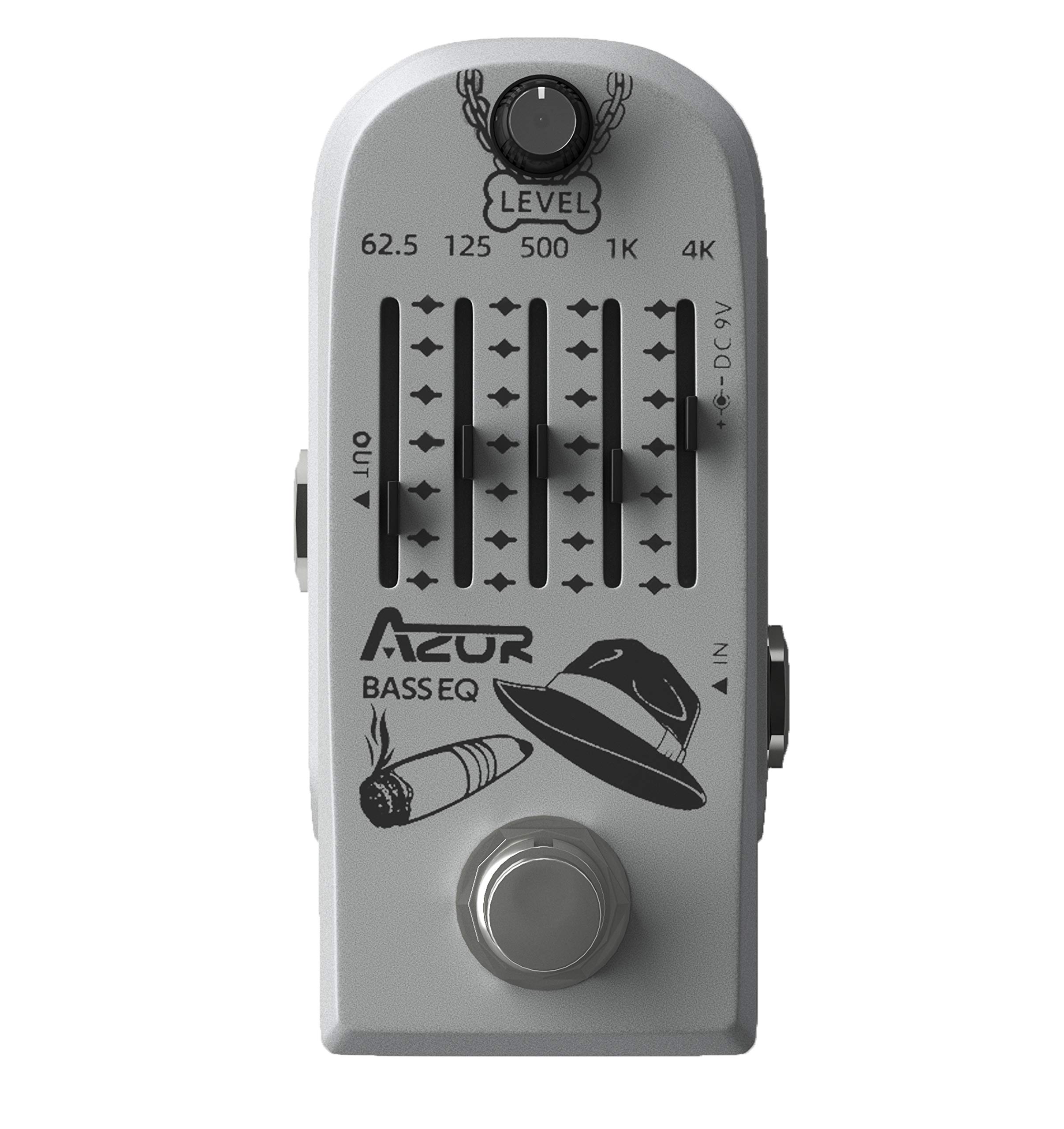 AZOR 5 Band Bass EQ Pedal Equalizer Effects Pedal for Electric Bass True Bypass Durable Aluminium Alloy Design