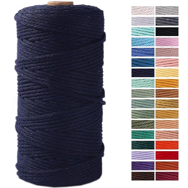 ZXCDINO ZXCDINO Dark Blue Cotton Macrame Cord 3mm x 109Yards Ideal for Wall Hangings Crafts and Decorative Projects