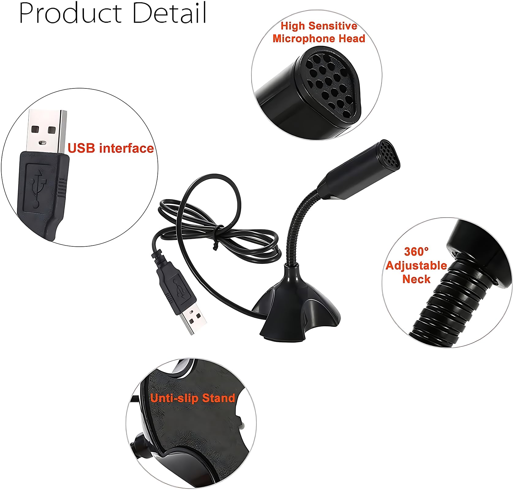 Blapsuro Mini USB Microphone for Desktop and Laptop Portable Condenser Mic with Adjustable Stand Compatible with PC Mac Ideal for Meetings and Online Classes - View 6 of 6