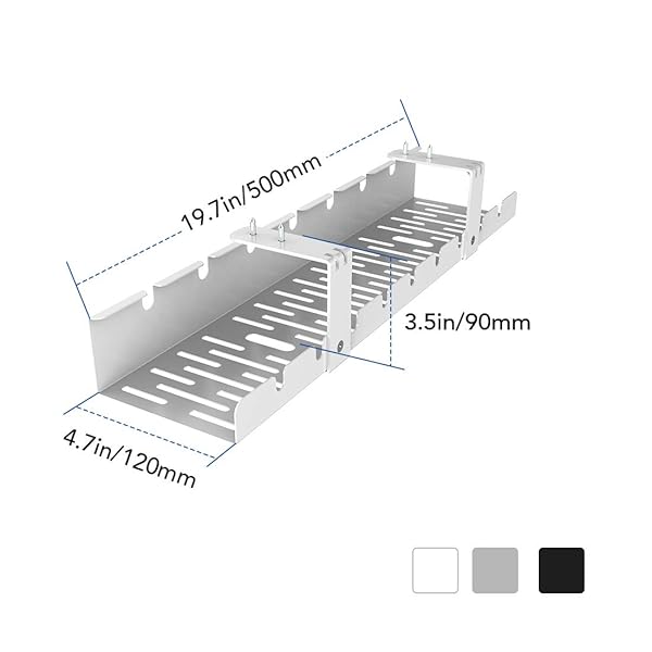 FLEXISPOT FLEXISPOT Under Desk Cable Management Tray Metal Raceway Wires Organizer for Office and Home Use with Standing Desk White - View 4 of 8