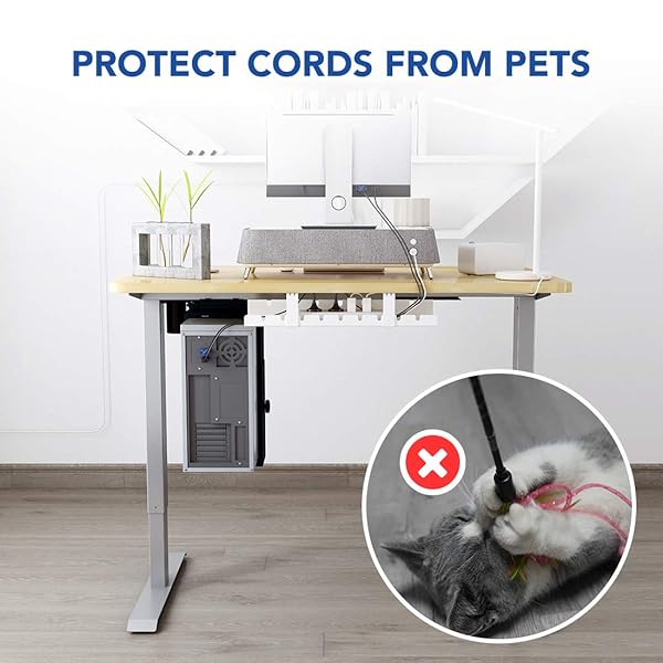 FLEXISPOT FLEXISPOT Under Desk Cable Management Tray Metal Raceway Wires Organizer for Office and Home Use with Standing Desk White - View 8 of 8