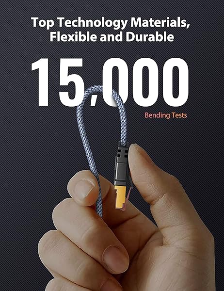 Snowkids Snowkids 10FT Cat 8 Ethernet Cable - 40Gbps High Speed, Flat Design, Gold Plated RJ45 for Gaming & PC - View 5 of 6