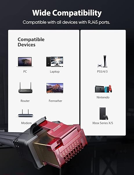 Snowkids Snowkids 10FT Cat 8 Ethernet Cable - 40Gbps High Speed, Flat Design, Gold Plated RJ45 for Gaming & PC - View 6 of 6