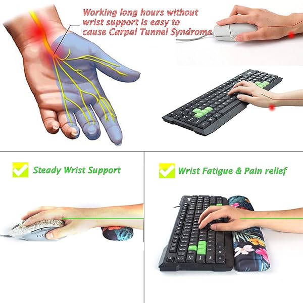 BRILA BRILA Memory Foam Mouse and Keyboard Wrist Rest Support Pad Cushion Set for Office Work and PC Gaming with Massage Holes for Pain Relief - View 7 of 8