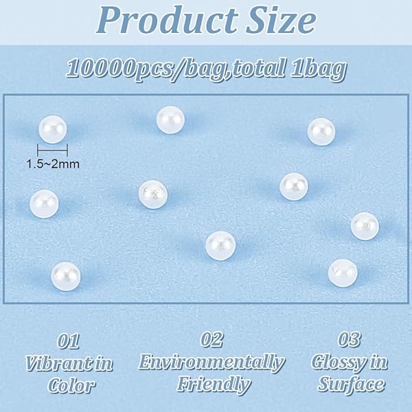 OLYCRAFT OLYCRAFT 10000pcs No Hole White Pearl Beads Super Tiny Acrylic Mini Resin Filling Material for Nail Art Jewelry Making - View 3 of 8