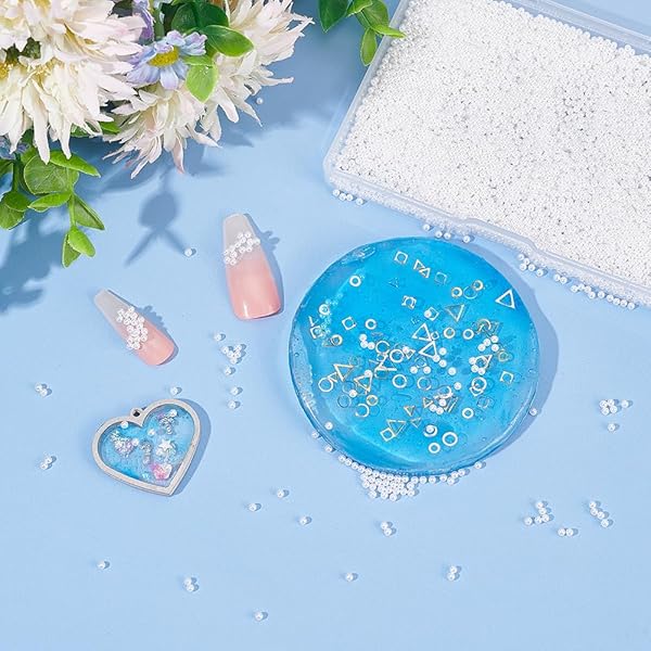 OLYCRAFT OLYCRAFT 10000pcs No Hole White Pearl Beads Super Tiny Acrylic Mini Resin Filling Material for Nail Art Jewelry Making - View 6 of 8