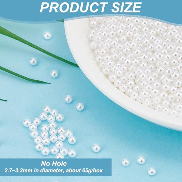 OLYCRAFT OLYCRAFT 4700pcs Mini White Pearl Beads 3mm No Hole Loose Acrylic Beads for Resin Crafting Nail Art Makeup Jewelry Making - View 3 of 7