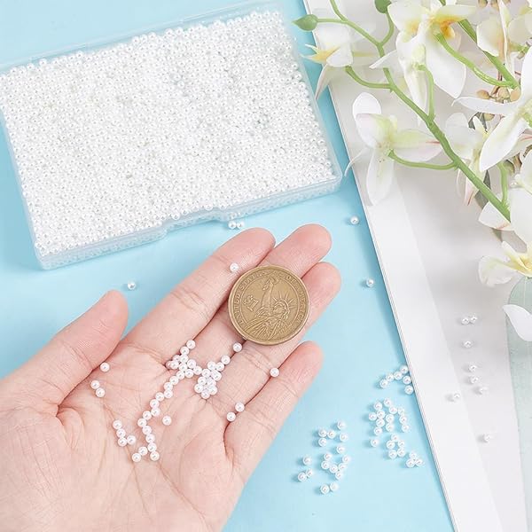 OLYCRAFT OLYCRAFT 4700pcs Mini White Pearl Beads 3mm No Hole Loose Acrylic Beads for Resin Crafting Nail Art Makeup Jewelry Making - View 4 of 7