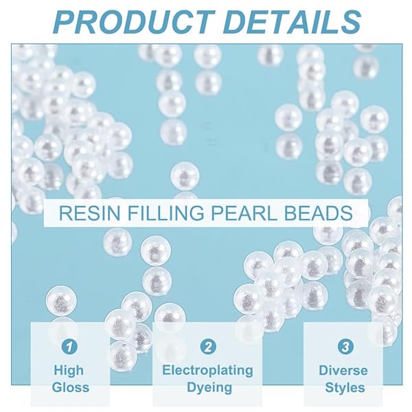 OLYCRAFT OLYCRAFT 4700pcs Mini White Pearl Beads 3mm No Hole Loose Acrylic Beads for Resin Crafting Nail Art Makeup Jewelry Making - View 5 of 7
