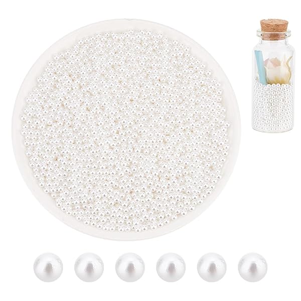 OLYCRAFT 4700pcs Mini White Pearl Beads 3mm No Hole Loose Acrylic Beads for Resin Crafting Nail Art Makeup Jewelry Making