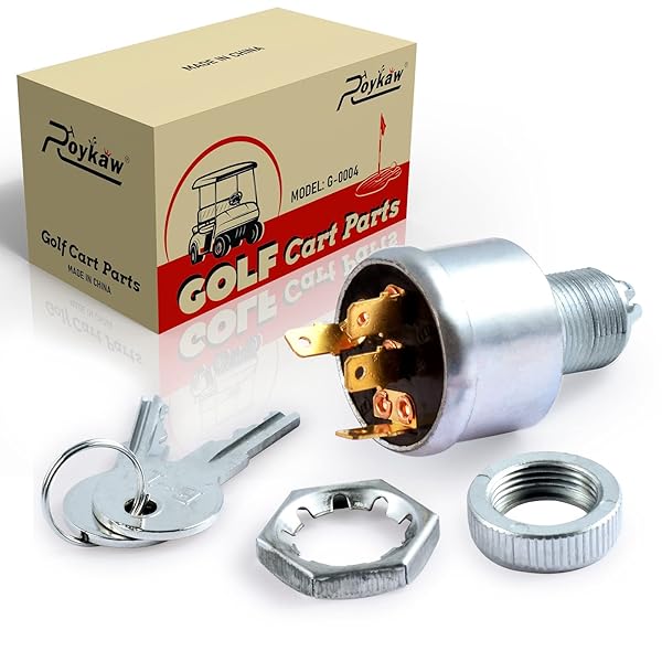 Roykaw Roykaw Golf Cart Ignition Switch and Key Starter for EZGO 1981 and Up Gas Electric 4-Prong OEM 33639G01 - View 2 of 8