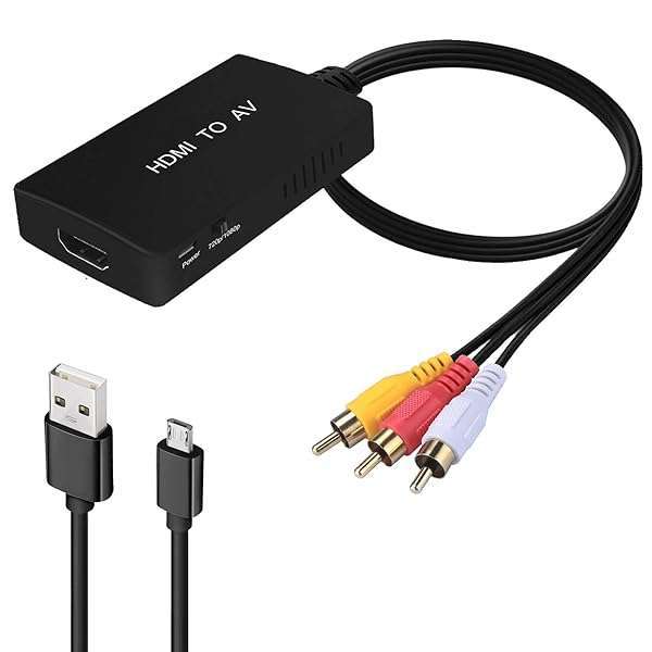 CIKIAER CIKIAER HDMI to RCA Converter for Apple TV, Roku & Fire Stick - High-Quality AV Adapter in Black