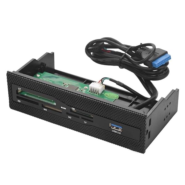 125 High-Speed USB 3.0 Front Panel Card Reader for PC - 125mm, Supports M2, MS, XD, CF, TF Cards