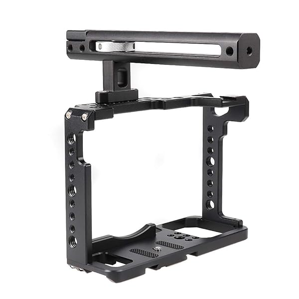 foto4easy Foto4easy Camera Cage Stabilizer Aluminum Alloy Video Cage with Cold Shoe and Top Handle Grip for DSLR Panasonic S1 S1H S1R - View 5 of 10