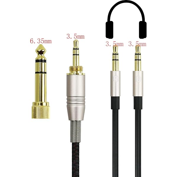 NewFantasia NewFantasia Replacement Audio Cable for Hifiman Sundara Arya Ananda Headphones 3.5mm 6.35mm Dual 3.5mm Connector 1.2m 4ft - View 3 of 8