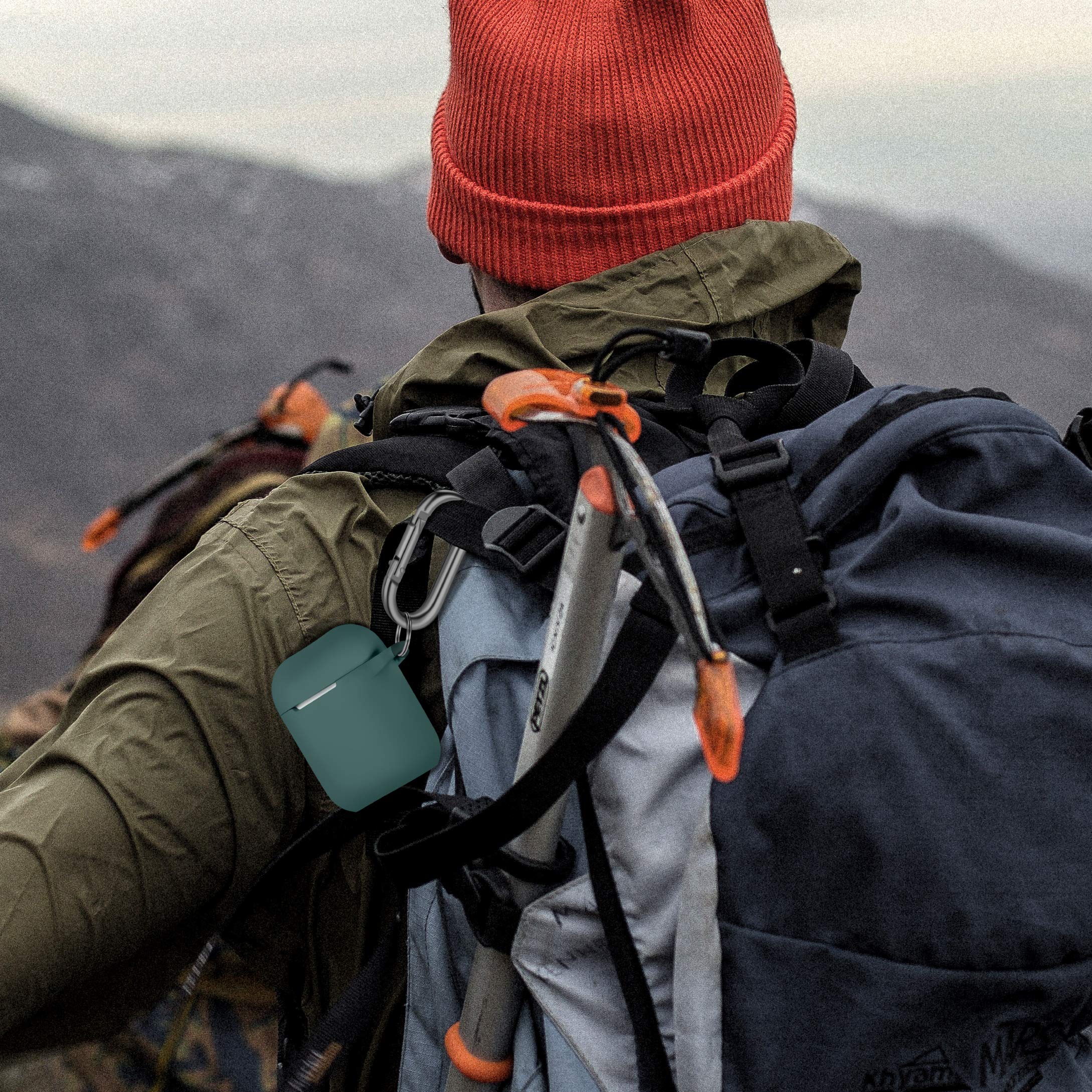 Hamile Soft Silicone Protective Case for AirPods 1 and 2 Front LED Visible Pine Green with Keychain for Men and Women - View 6 of 9