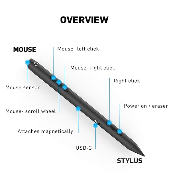 adonit Adonit Ink-M Pen for Surface: Dual-Function Stylus with 4096 Pressure Sensitivity & Magnetic Design for Pro 3-8 & Studio - View 4 of 10