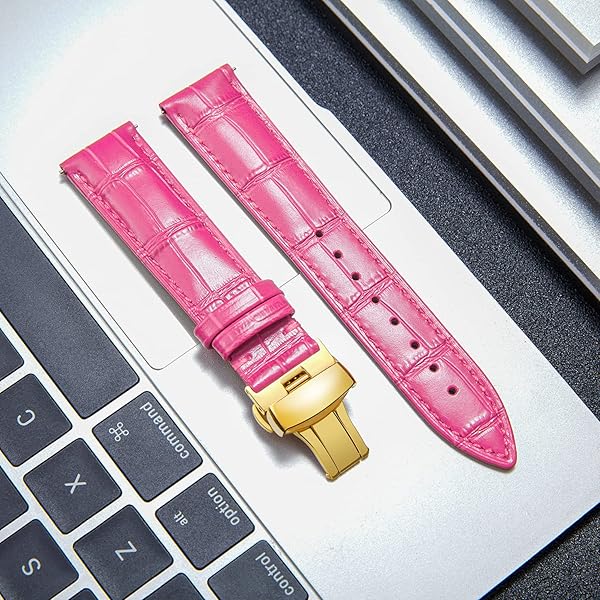 BINLUN BINLUN Leather Watch Strap Quick Release with Gold Butterfly Buckle 17mm Stylish Watch Band for Men and Women - View 3 of 7