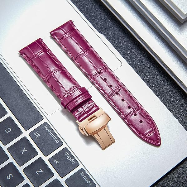 BINLUN BINLUN Leather Watch Strap Quick Release with Rose Gold Buckle 19mm for Men Women Stylish and Durable Watch Band - View 3 of 7