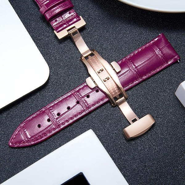 BINLUN BINLUN Leather Watch Strap Quick Release with Rose Gold Buckle 19mm for Men Women Stylish and Durable Watch Band - View 5 of 7