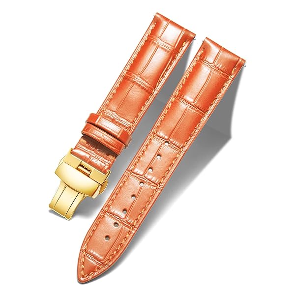 BINLUN BINLUN Leather Watch Strap Quick Release with Gold Buckle 18mm for Men Women in Orange Durable Comfortable Stylish Design - View 2 of 7