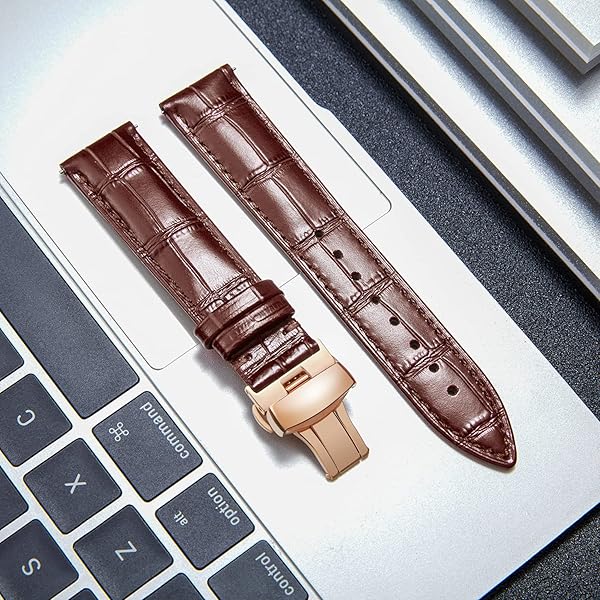 BINLUN BINLUN Leather Watch Strap Quick Release with Rose Gold Buckle 16mm for Men Women Stylish Brown Watch Band - View 3 of 7