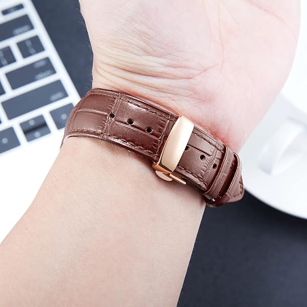BINLUN BINLUN Leather Watch Strap Quick Release with Rose Gold Buckle 16mm for Men Women Stylish Brown Watch Band - View 6 of 7