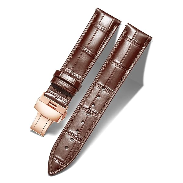 BINLUN BINLUN Leather Watch Strap Quick Release with Rose Gold Buckle 16mm for Men Women Stylish Brown Watch Band