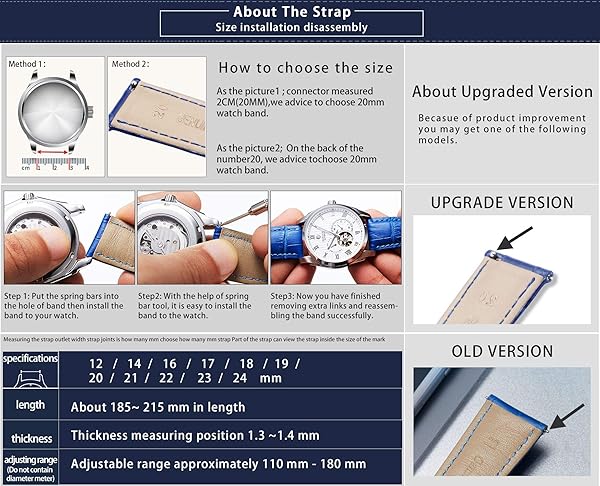 BINLUN BINLUN Leather Watch Strap Quick Release with Gold Buckle 17mm for Men and Women Stylish and Durable Watch Band in White - View 7 of 7