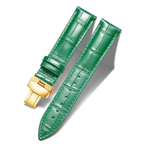 BINLUN BINLUN Leather Watch Strap Quick Release with Gold Buckle 16mm for Men Women Available in Green and Multiple Sizes - View 2 of 7