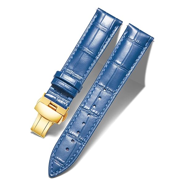 BINLUN BINLUN Leather Watch Strap Quick Release with Gold Buckle 16mm for Men Women Stylish Blue Watch Band - View 2 of 7